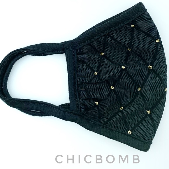 EMBELLISHED FASHION MASK- 2 LAYERED MADE IN USA - Picture 5 of 8